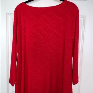 NWT Gorgeous Red Boat Neck Blouse w/Leaf Texture, L